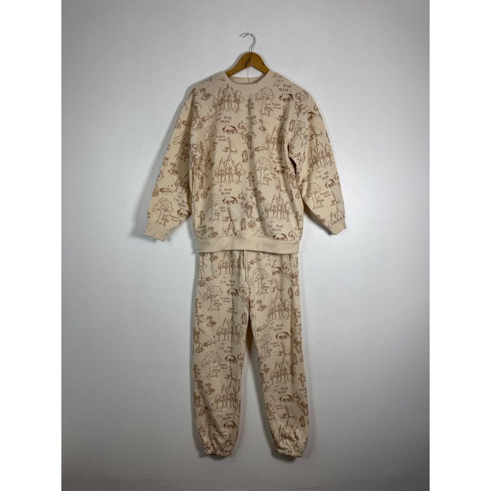 Cottagecore Disney Winnie the Pooh Women S Sweatshirt Jogger Set Cream Sketch